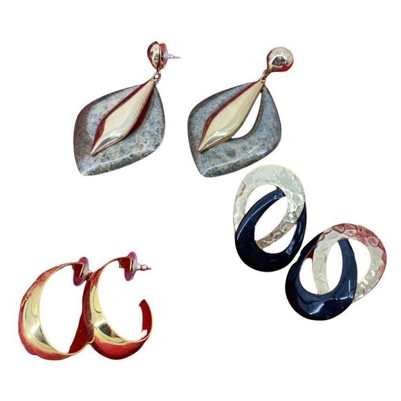 Lot of 5 Estate Bold Statement Earrings 1.5-3" Fashion Lightweight Necklace - Picture 6 of 10